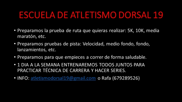 Planes de entrenamiento y entrenamientos conjuntos para mayores de 18 años!!