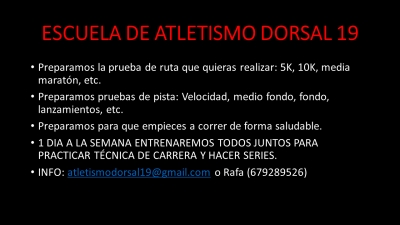 Planes de entrenamiento y entrenamientos conjuntos para mayores de 18 años!!